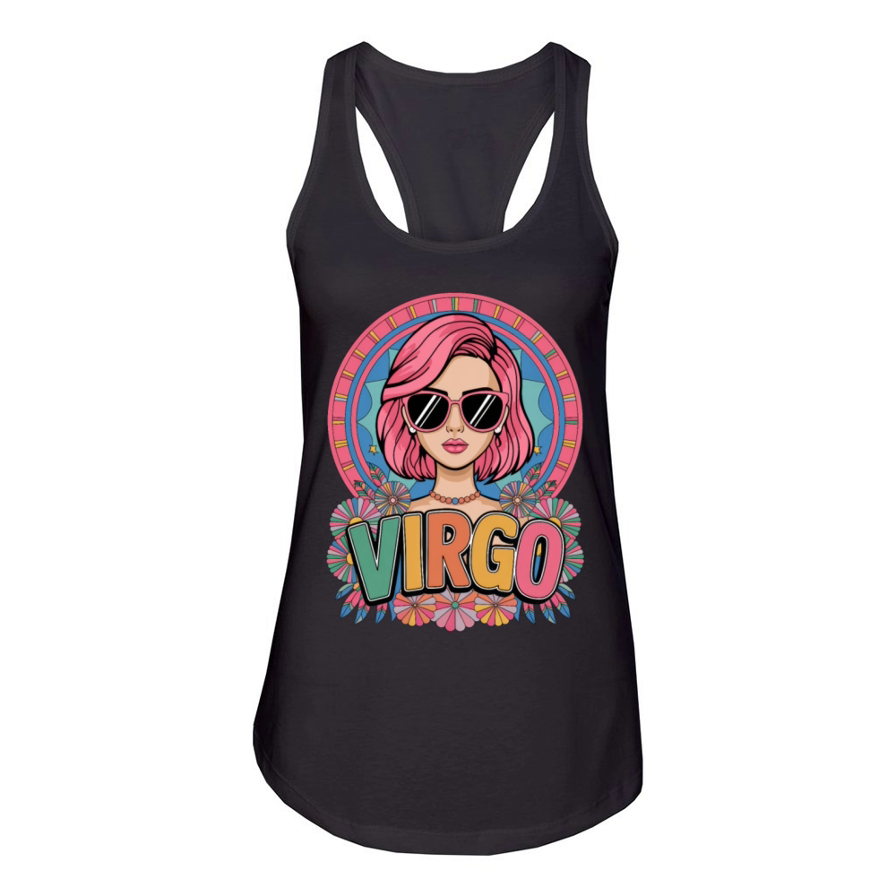 Stylish Retro Virgo Woman Zodiac Sign Colorful Women's Racerback Tank