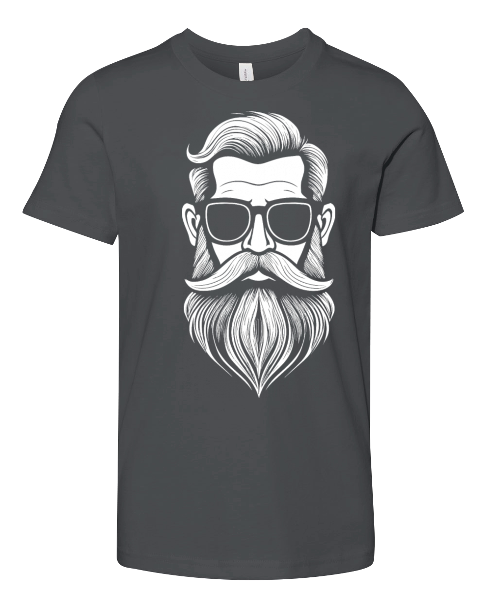 a Bearded and mustachioed mans face Youth Unisex Jersey Tee