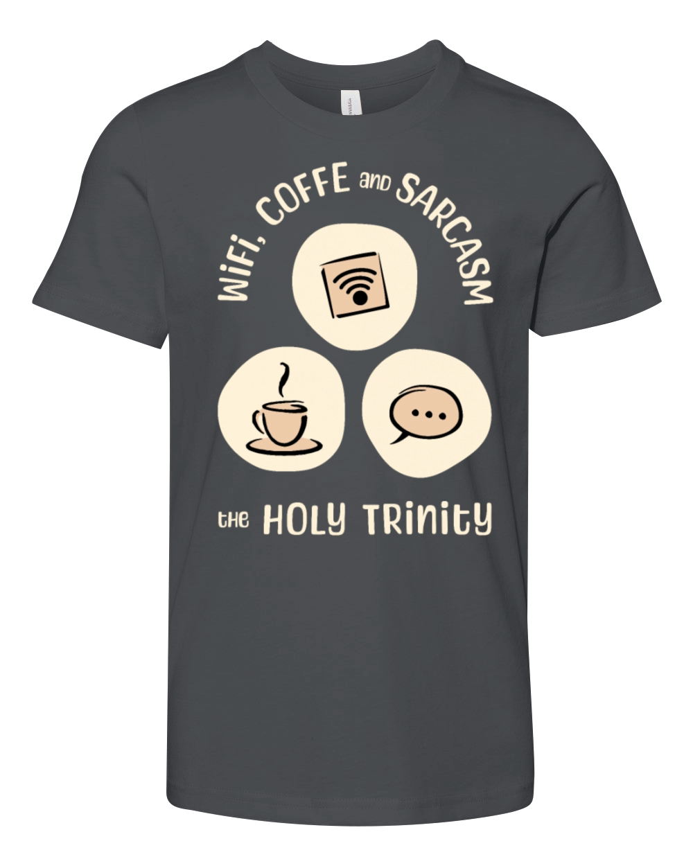 WiFi Coffee and Sarcasm - The Holy Trinity Youth Unisex Jersey Tee