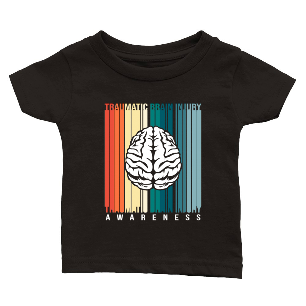 Retro TBI Support Traumatic Brain Injury Awareness Classic Baby Crewneck T-shirt