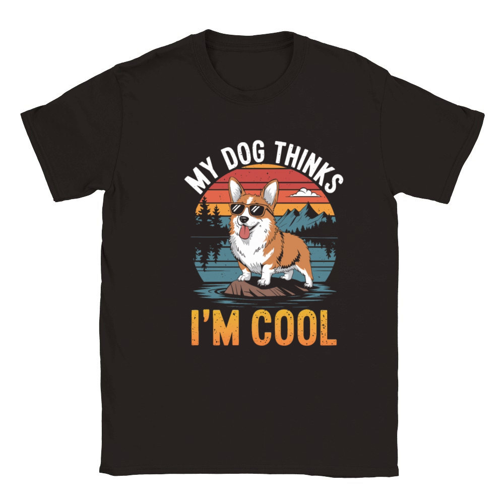 Corgi My Dog Thinks Im Cool Classic Kids Crewneck T-shirt