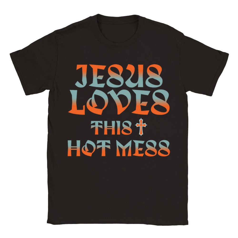 Jesus Loves This Hot Mess Funny Christian Humor Classic Kids Crewneck T-shirt