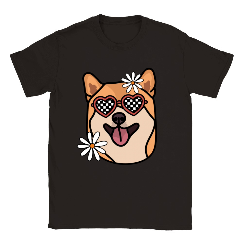 Shiba Retro Dog Classic Kids Crewneck T-shirt