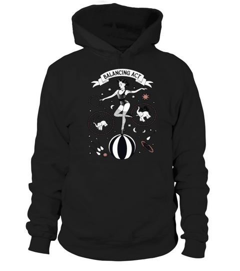 Balancing Act Pinup With Elephants Hoodie Unisex