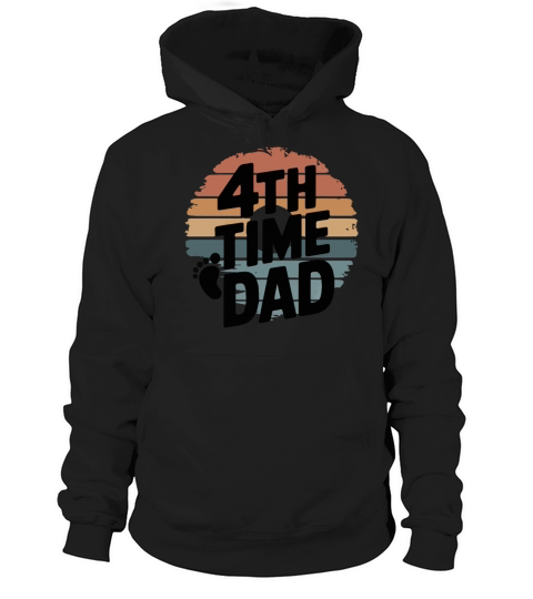 Vintage Retro Sunset 4th Fourth Time Dad est 2024 Hoodie Unisex