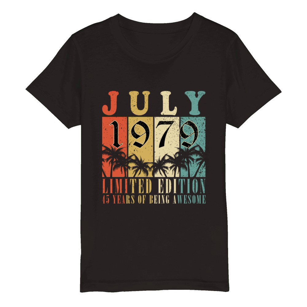 45th birthday 45 years July 1979 Organic Kids Crewneck T-shirt