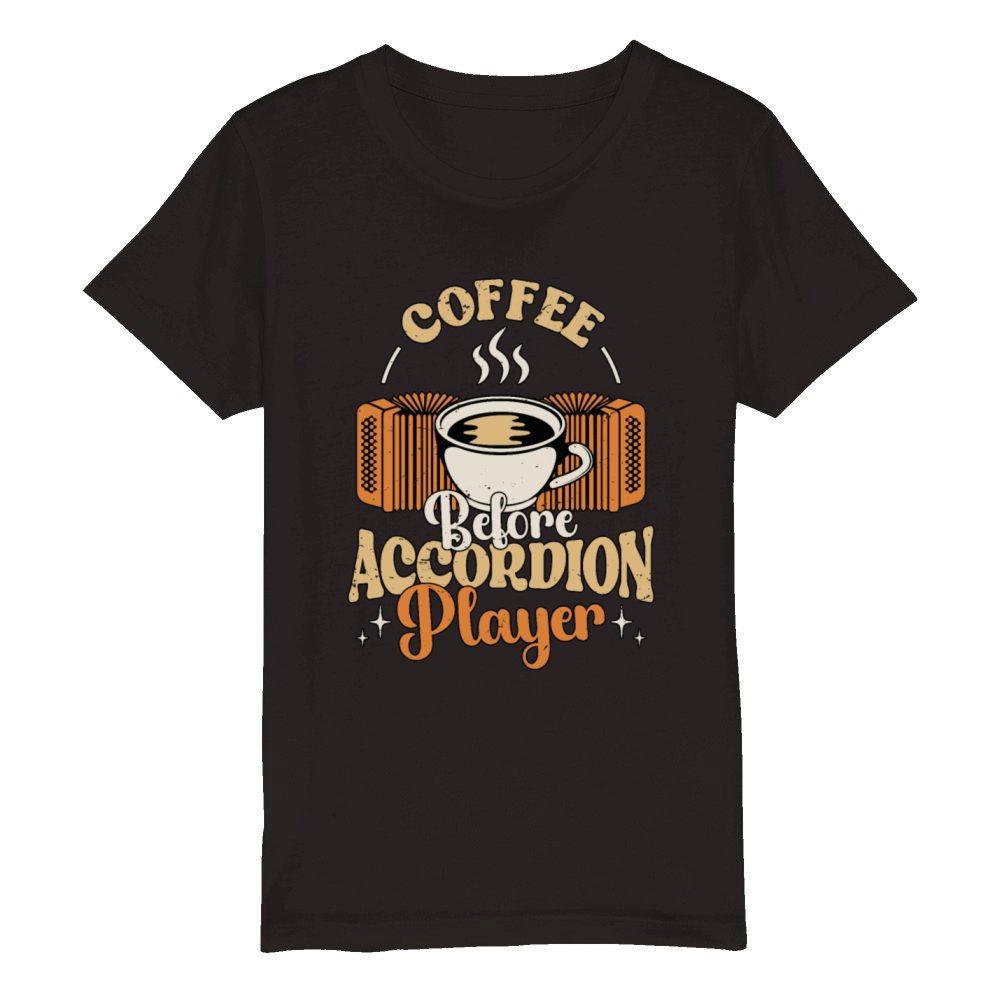 Accordion Player Coffee Country Music Coffee Lover Organic Kids Crewneck T-shirt