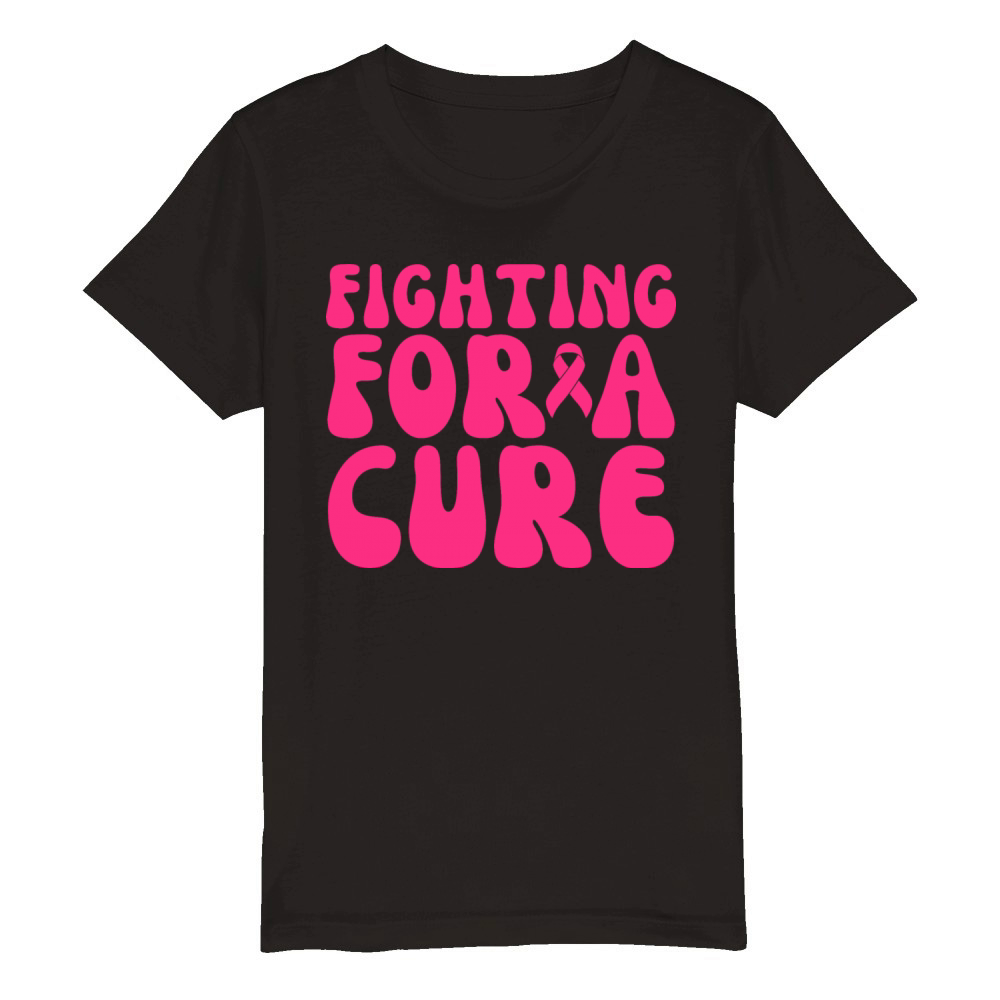 Fighting For A Cure Breast Cancer Awareness Organic Kids Crewneck T-shirt