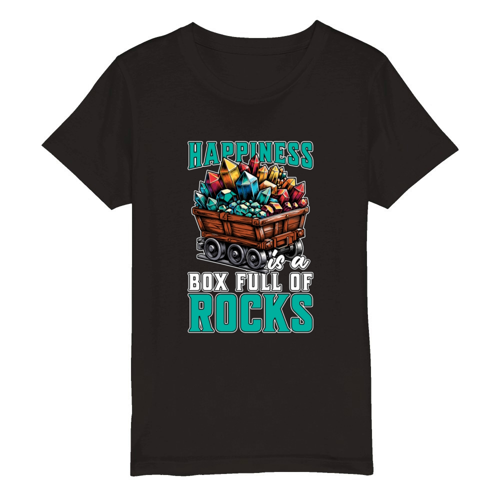 Geologist Happiness Is A Box Full Rock Collecting Organic Kids Crewneck T-shirt