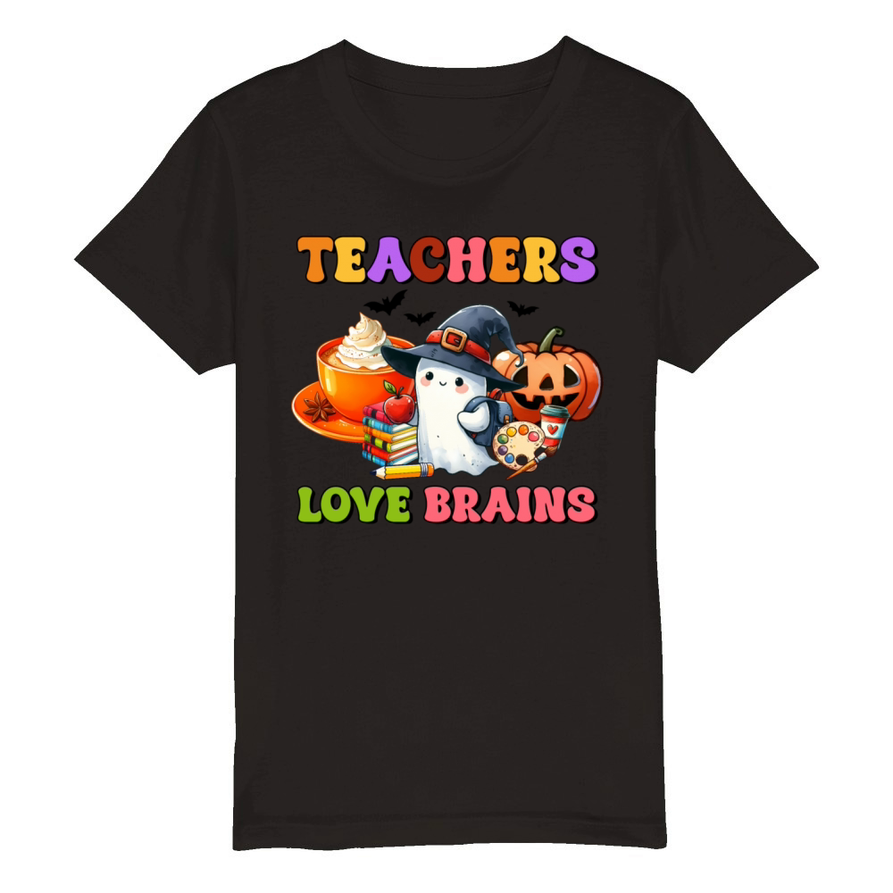 teachers love brains Organic Kids Crewneck T-shirt
