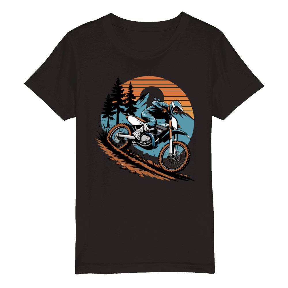 Vintage Motorcycles Offroad Motorbike Organic Kids Crewneck T-shirt