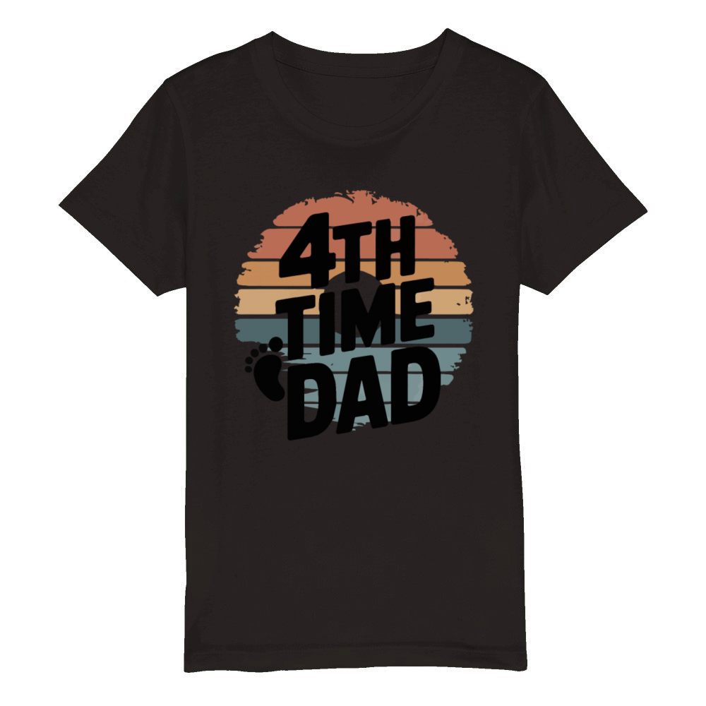 Vintage Retro Sunset 4th Fourth Time Dad est 2024 Organic Kids Crewneck T-shirt