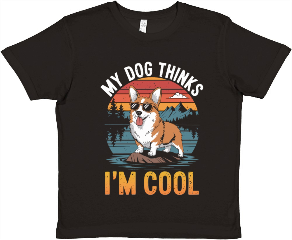 Corgi My Dog Thinks Im Cool Premium Kids Crewneck T-shirt