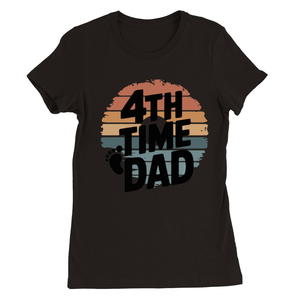 Vintage Retro Sunset 4th Fourth Time Dad est 2024 Premium Womens Crewneck T-shirt