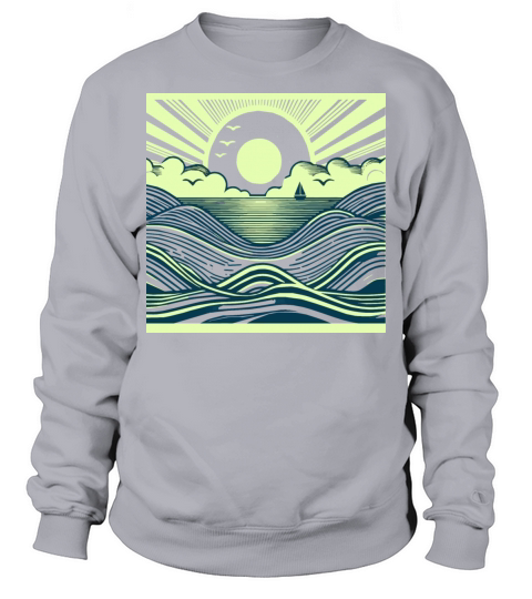 Ocean Sunrise Retro Wave Sailing Tee Sweatshirt Unisex
