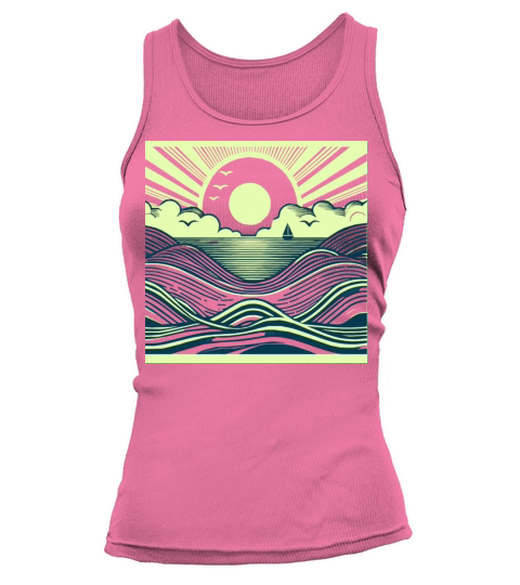 Ocean Sunrise Retro Wave Sailing Tee Tank top Woman