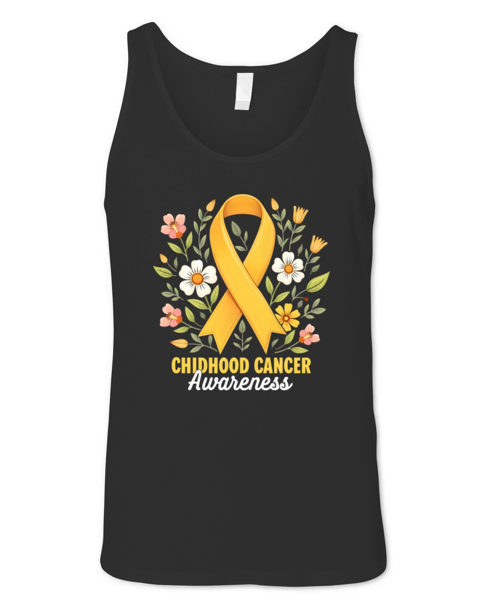 Childhood Cancer Awareness Hippie Flower Ribbon Unisex Jersey Tank
