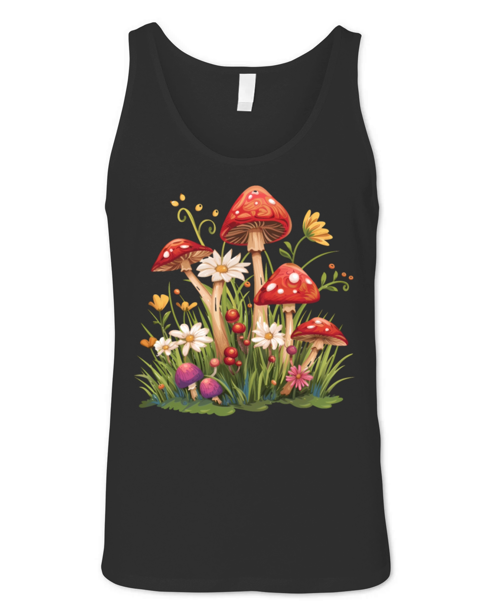 Cluster of Red Toadstool Mushrooms Unisex Jersey Tank