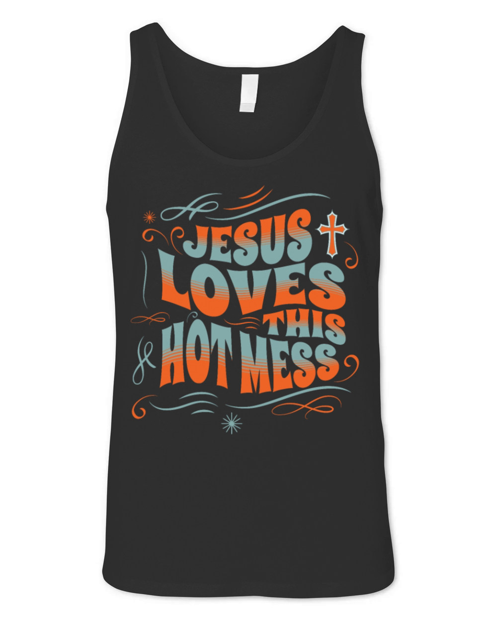 Jesus Loves This Hot Mess Funny Christian Women Unisex Jersey Tank