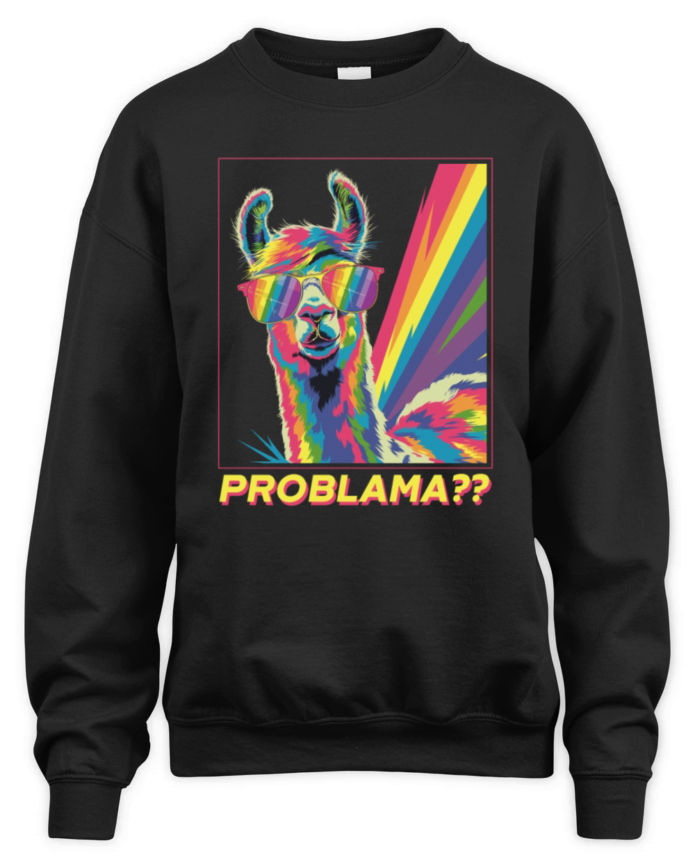 Fun Problama LGBTQ Rainbow Llama Alpaca Gay Unisex Premium Crewneck Sweatshirt