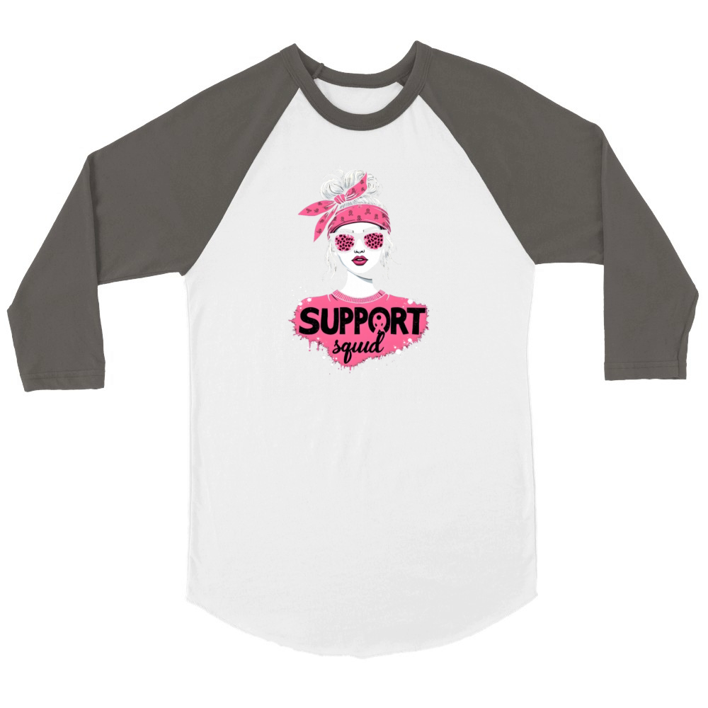 Breast Cancer Pink Awareness Design Unisex ¾ sleeve Raglan T-shirt