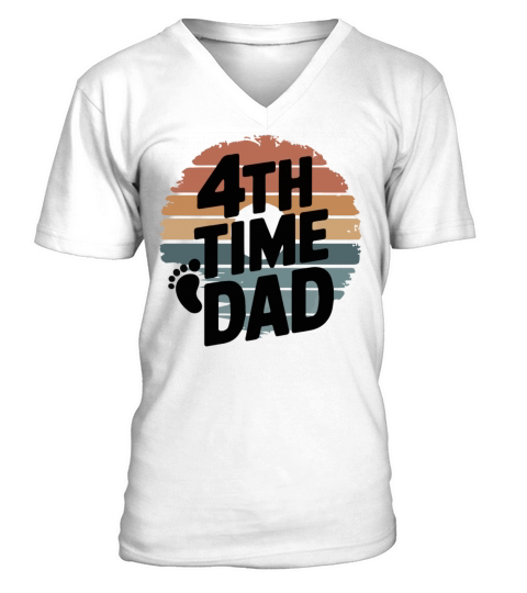 Vintage Retro Sunset 4th Fourth Time Dad est 2024 V-Neck T-shirt