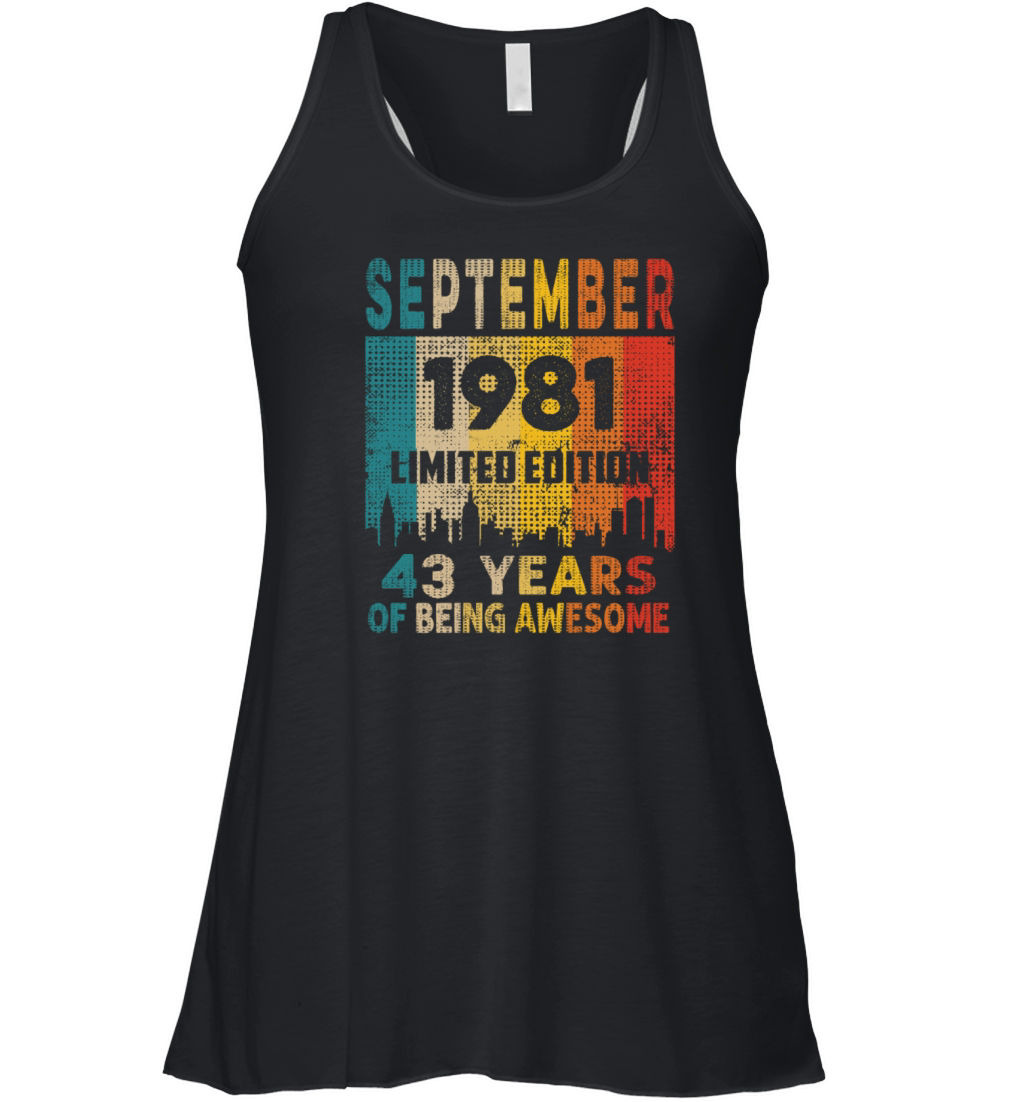 Born in SEPTEMBER 1981 Vintage 43rd Birthday Gift Women's Flowy Tank Top
