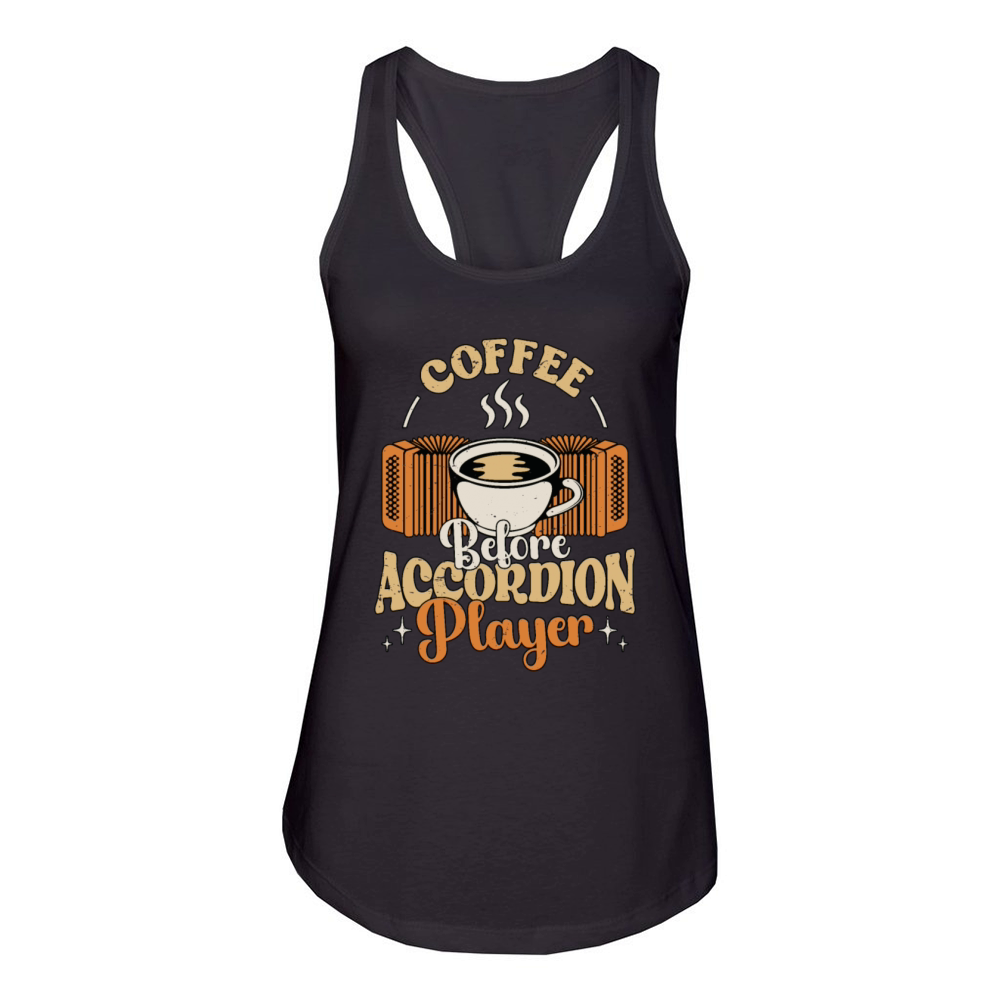Accordion Player Coffee Country Music Coffee Lover Women's Racerback Tank