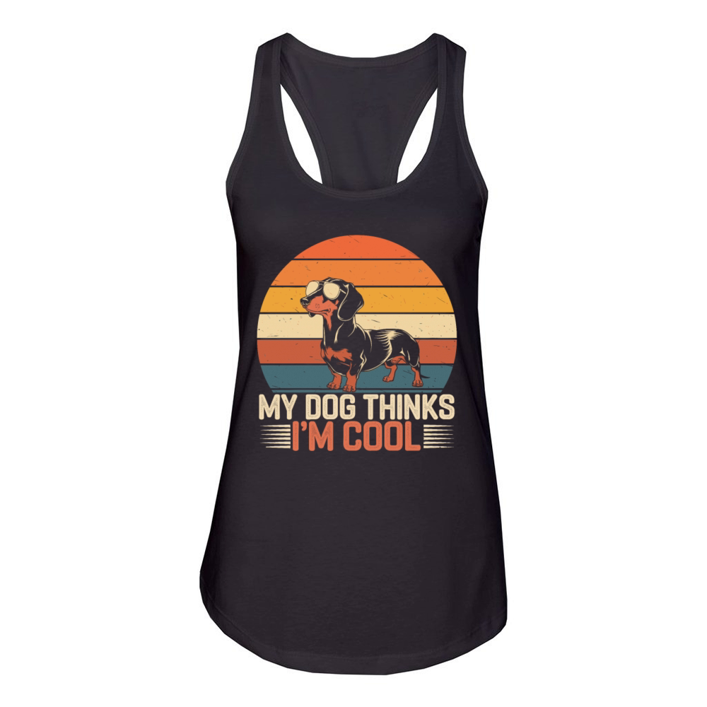 Dachshund My Dog Thinks Im Cool Women's Racerback Tank