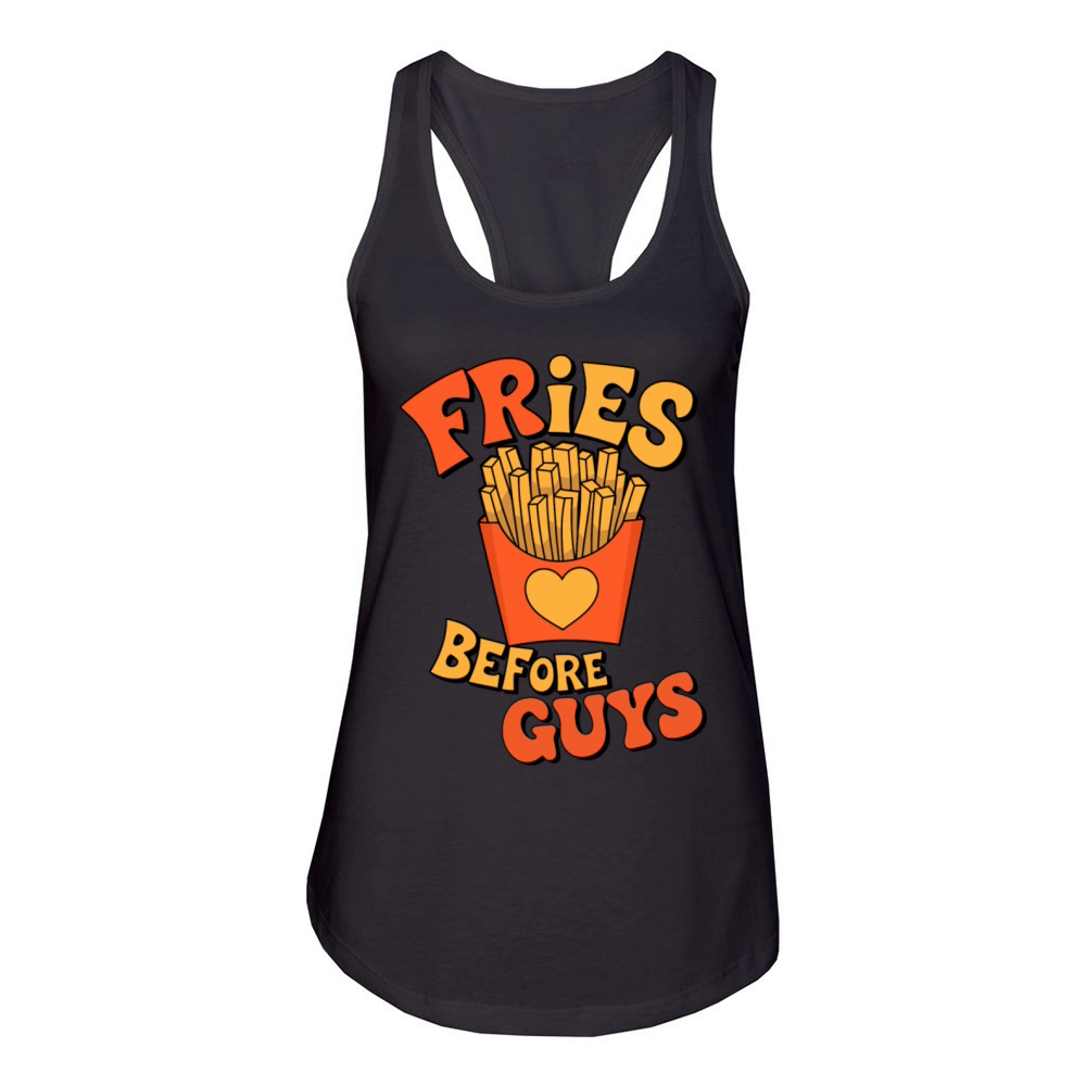 Fries Before Guys Funny Food Lover Design Women's Racerback Tank