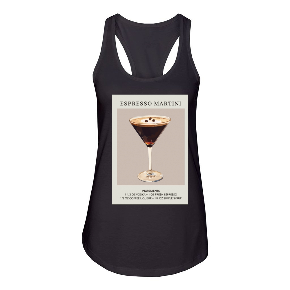 Minimalist Espresso Martini Decor Cocktail Party Women's Racerback Tank