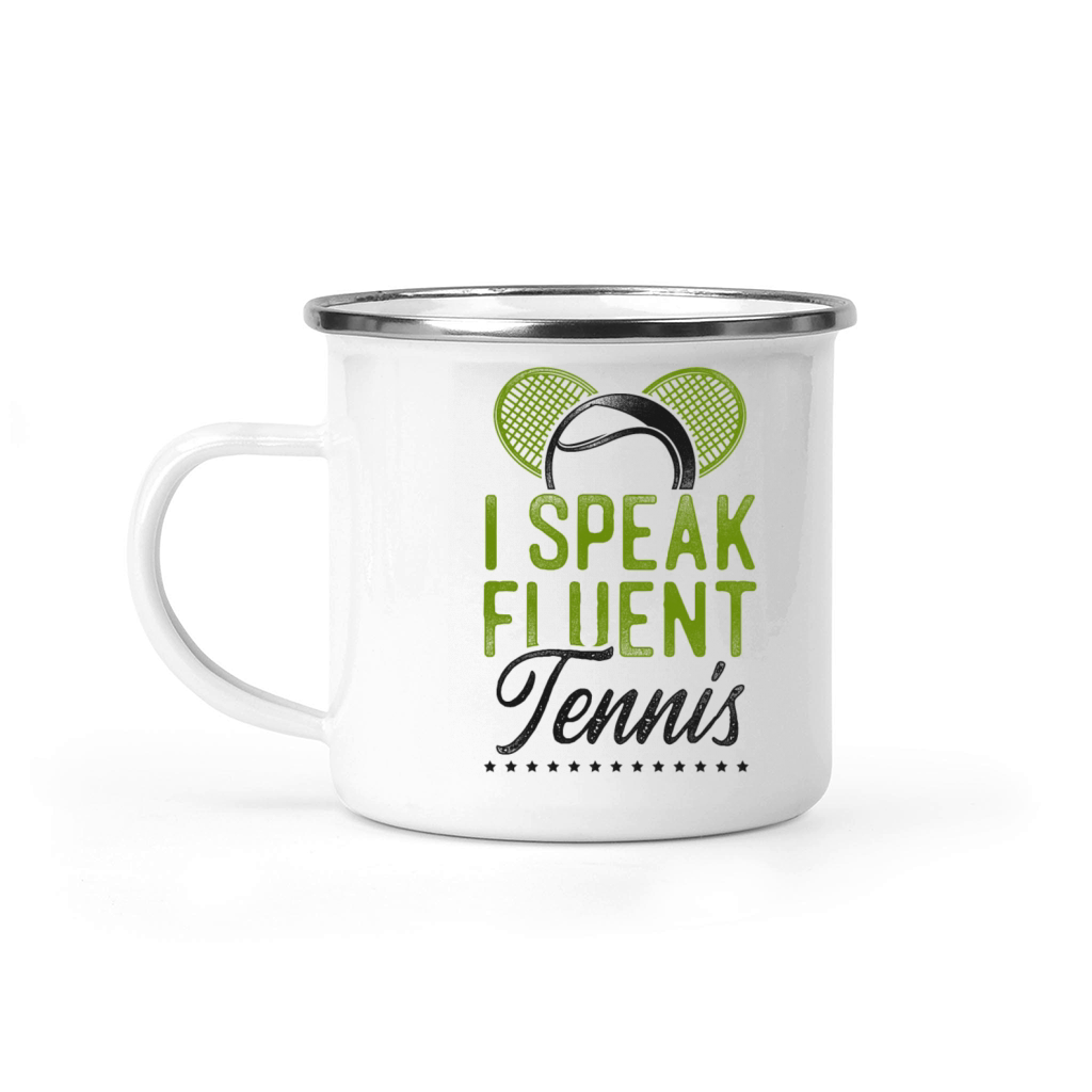 Funny Tennis Player Racket I Speak Camping Mug