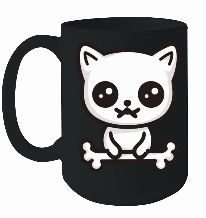 Cute kitten cat with bone Cottagecore Cat Shirt Ceramic Mug