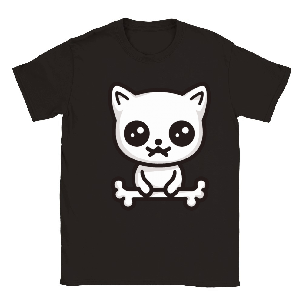 Cute kitten cat with bone Cottagecore Cat Shirt Classic Kids Crewneck T-shirt