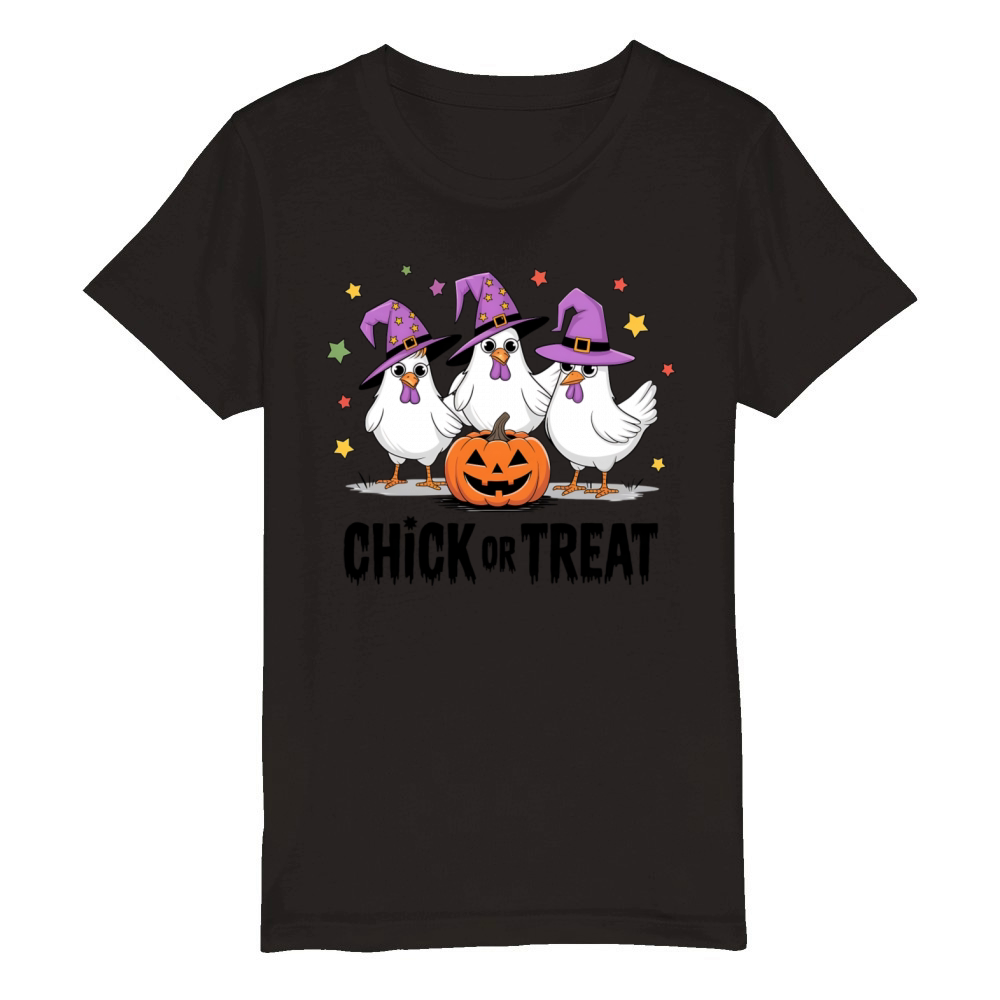 Chick or Treat Halloween Organic Kids Crewneck T-shirt