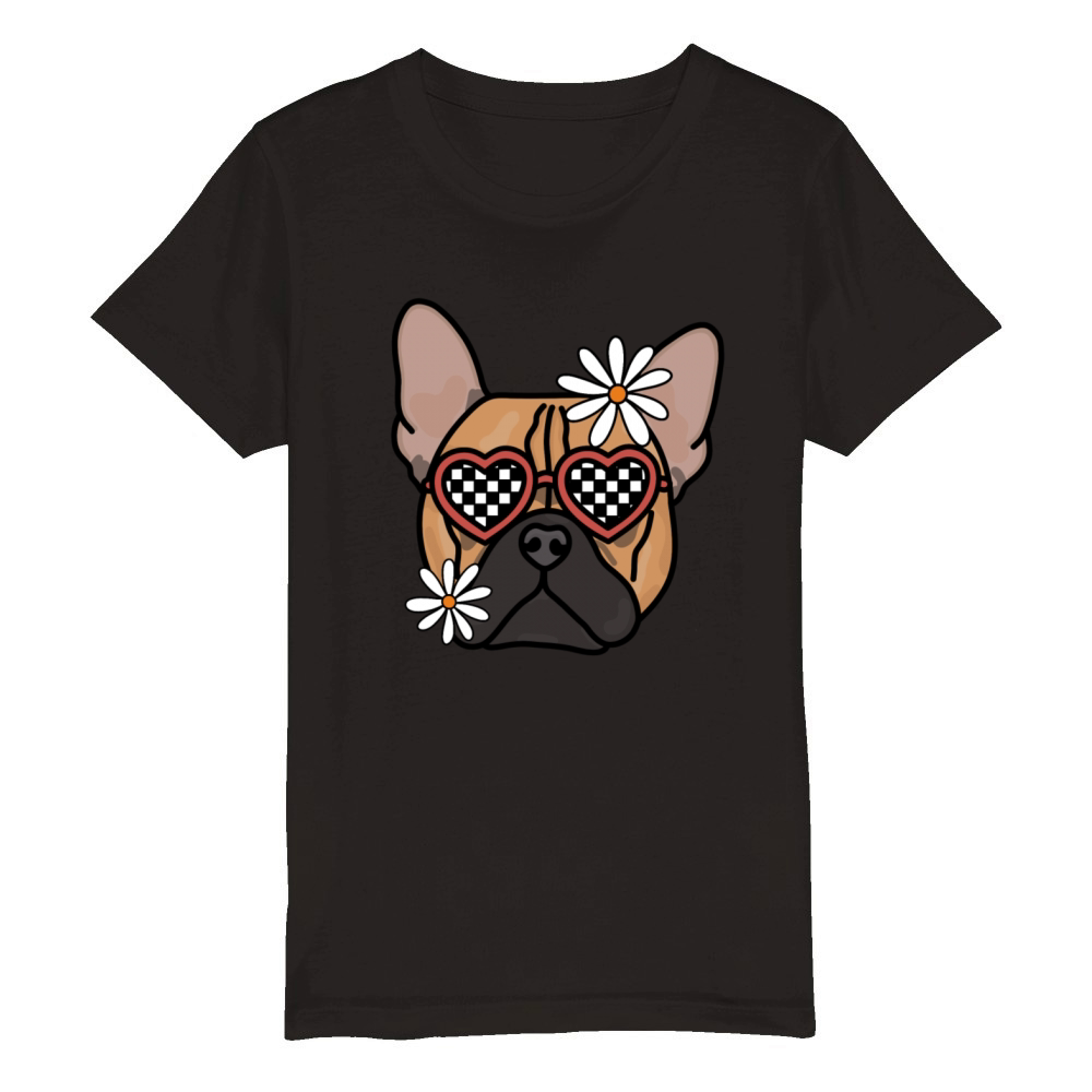 French Bulldog Brown Retro dog Organic Kids Crewneck T-shirt