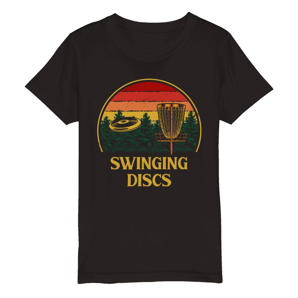 Swinging Discs in Baskets Sports Disc Golf Games G Organic Kids Crewneck T-shirt
