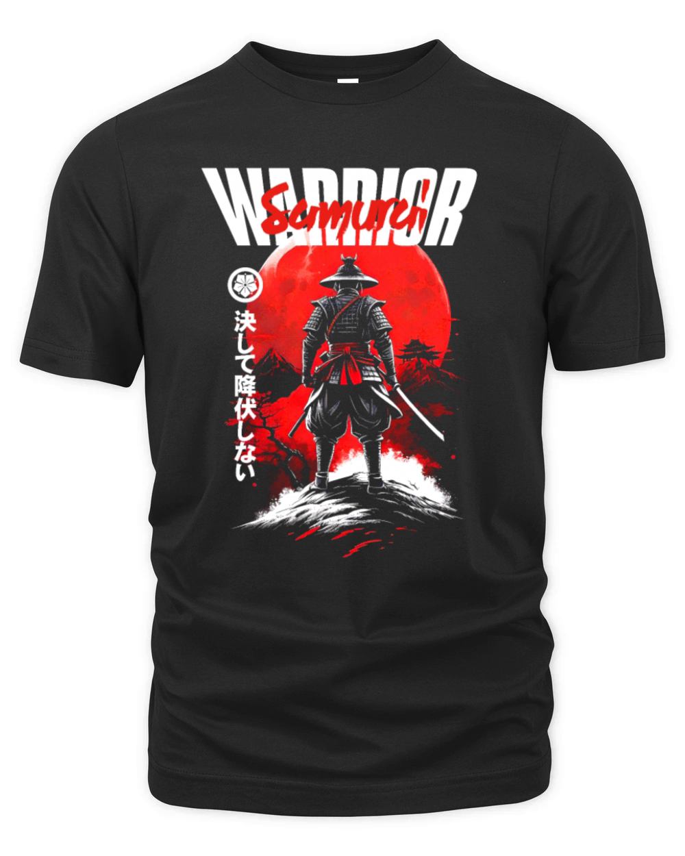 Japanese landscape with a samurai warrior Organic Unisex T-shirt