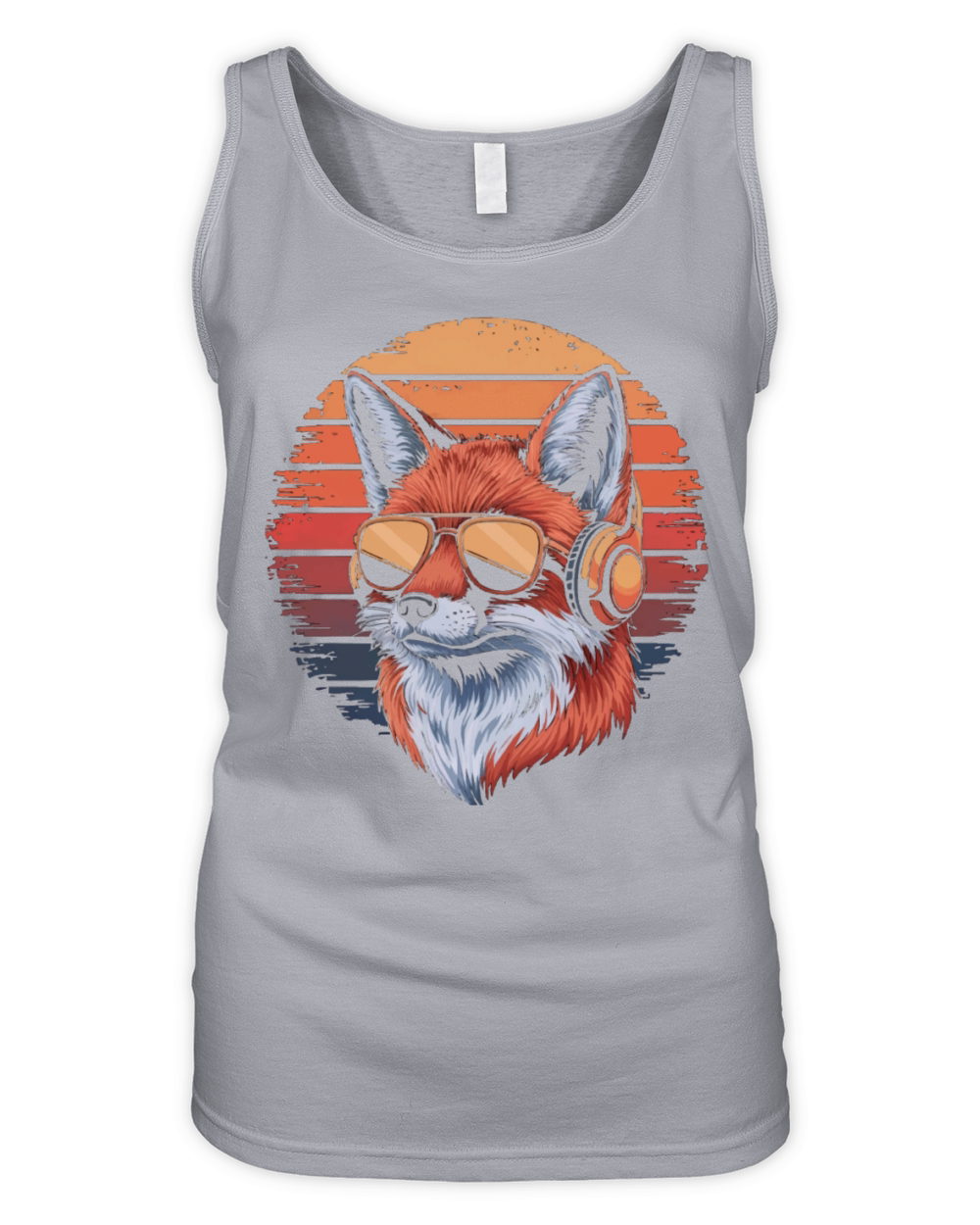 Fox with sunglasses and vintage music headphones Organic Women's Tank Top