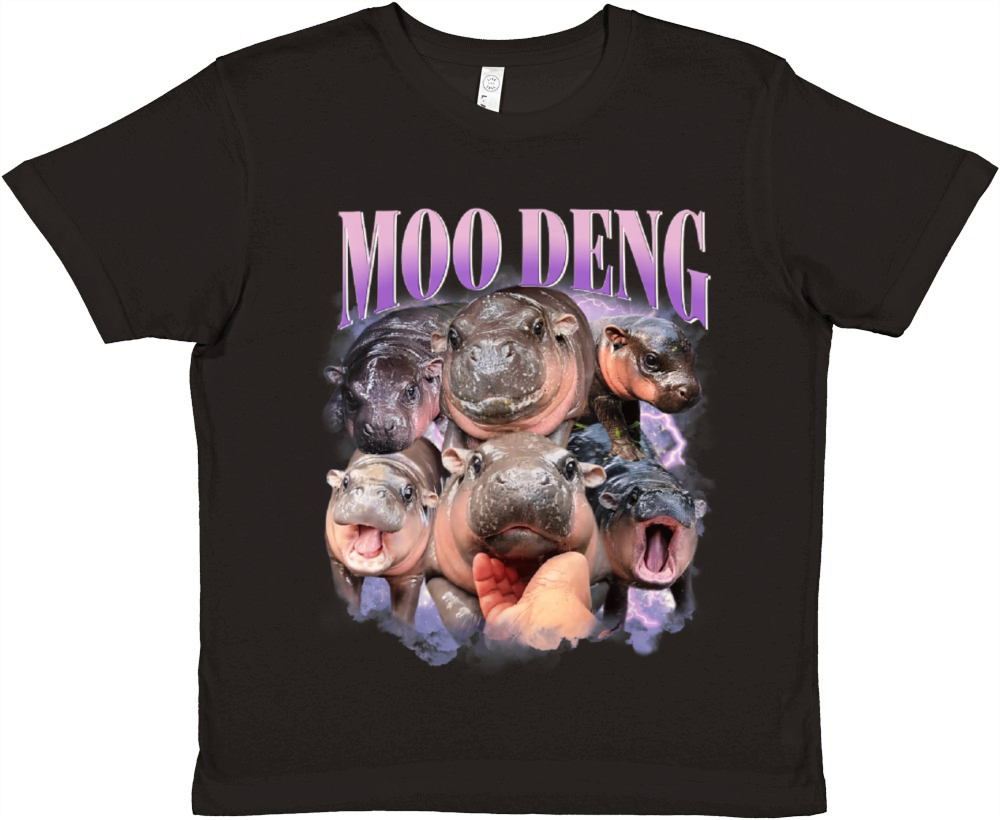 Moo Deng Cute Baby Pygmy Hippo Funny Hippopotamus Premium Kids Crewneck T-shirt