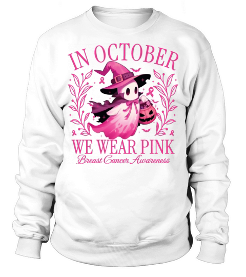 In October We Wear Pink Ghost Halloween Sweatshirt Unisex