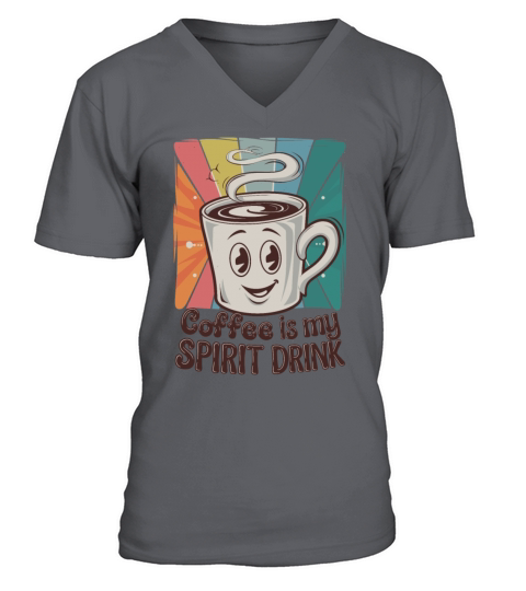 Coffee Is My Spirit Drink Retro Design V-Neck T-shirt
