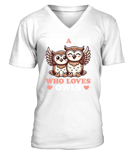 Just a Girl who Loves Owls Women Owl Lover V-Neck T-shirt