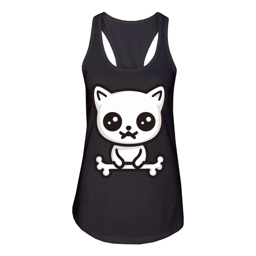 Cute kitten cat with bone Cottagecore Cat Shirt Women's Racerback Tank