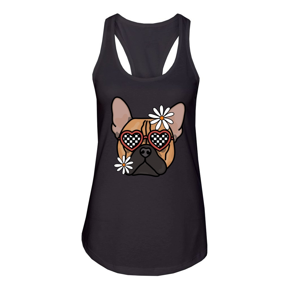 French Bulldog Brown Retro dog Women's Racerback Tank