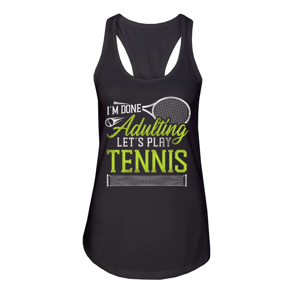 Funny Tennis Player Racket Im Women's Racerback Tank
