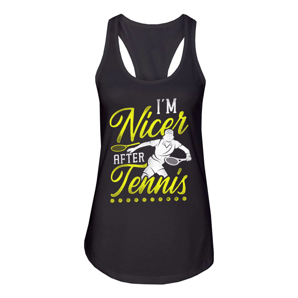 Funny Tennis Player Racket Im Women's Racerback Tank