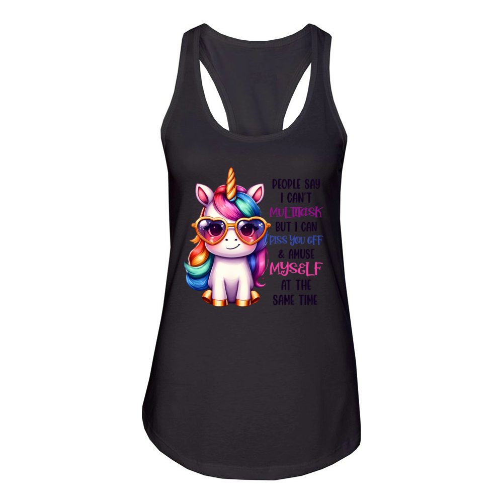 Multitask Unicorn Funny Quote Women's Racerback Tank