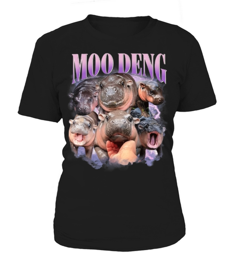 Moo Deng Cute Baby Pygmy Hippo Funny Hippopotamus Women's T-Shirt