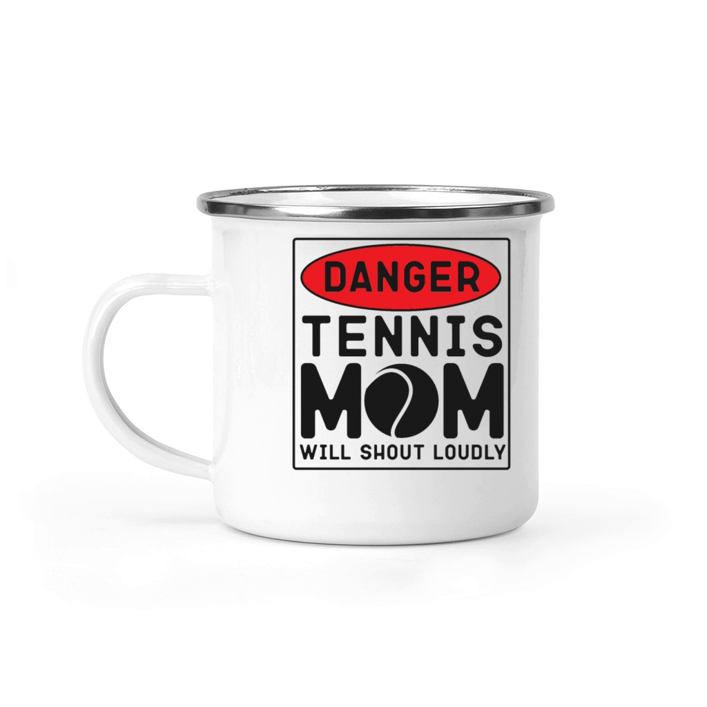 Funny Tennis Player Racket Danger Camping Mug